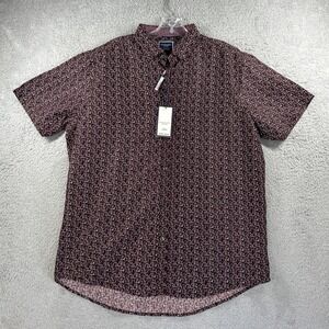 International Report Shirt Mens Large Red Wine Micro Touch Short Sleeve Slim NEW